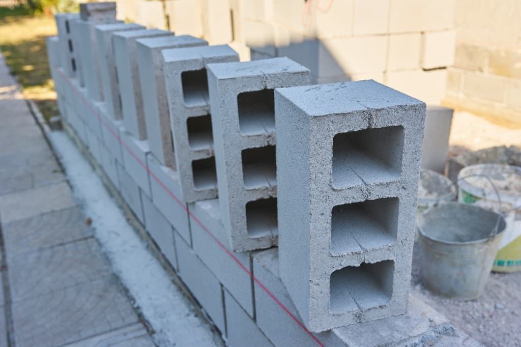 Hollow concrete blocks ready for delivery